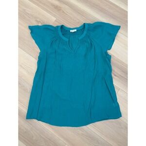 Indigo‎ Rose Womens 3X Top Teal Short Sleeve V Neck Blouse Plus Size